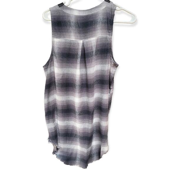 NWT Gimmicks Flannel Plaid Lace-Up Sleeveless Button Front Top Size Large - Picture 5 of 6